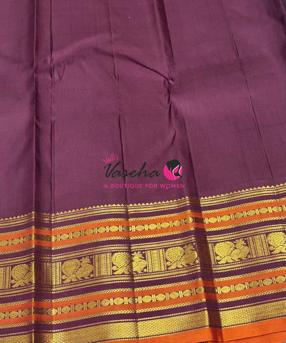 Pure Vintage Korvai Kanchipuram Silk Saree - Light Blue With Wine Brown - VVPS099