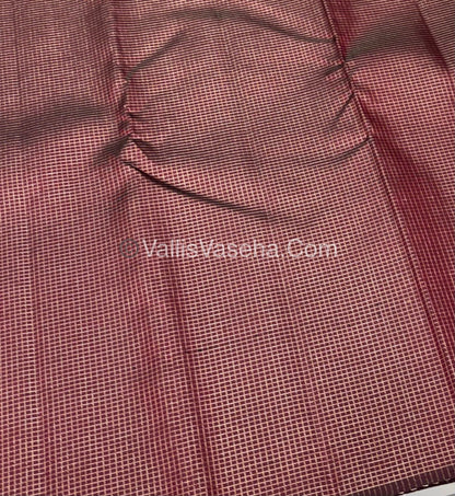 Pure Kanchipuram Silk Saree - Maroon & Yellow Combo - VVPS036