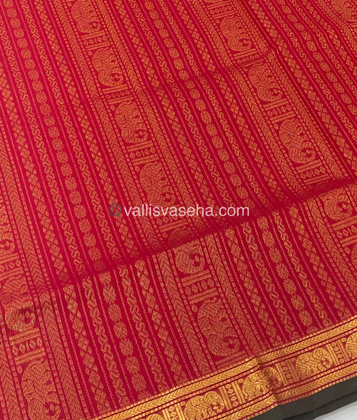Pure Silk Cotton Saree - Retta Mayil Design - VVRMS001