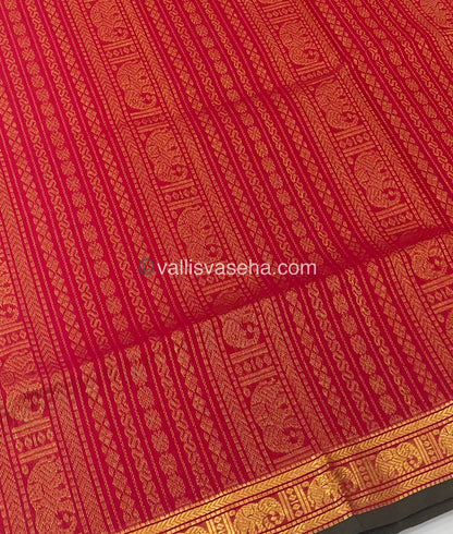 Pure Silk Cotton Saree - Retta Mayil Design - VVRMS001