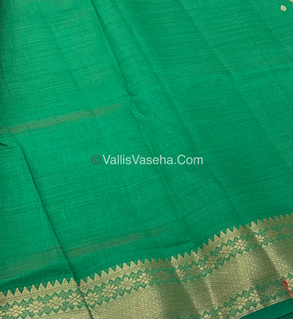 Semi Tussar Silk - Grand Pallu  - Green Shade - VVSTS017