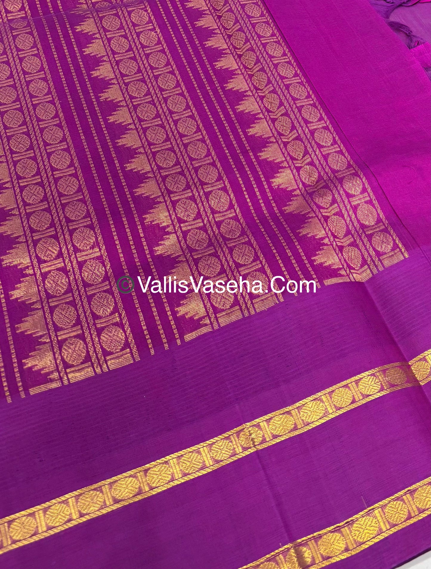 Pure Korvai Silk Cotton  - Retta Petta Border - Blue & Purple - VVKSC037