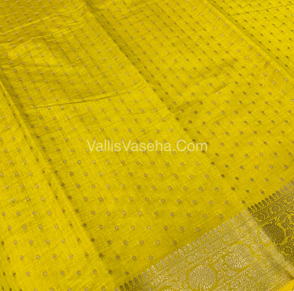 Semi Tussar Silk  - Lemon Yellow Shade- VVSTS015