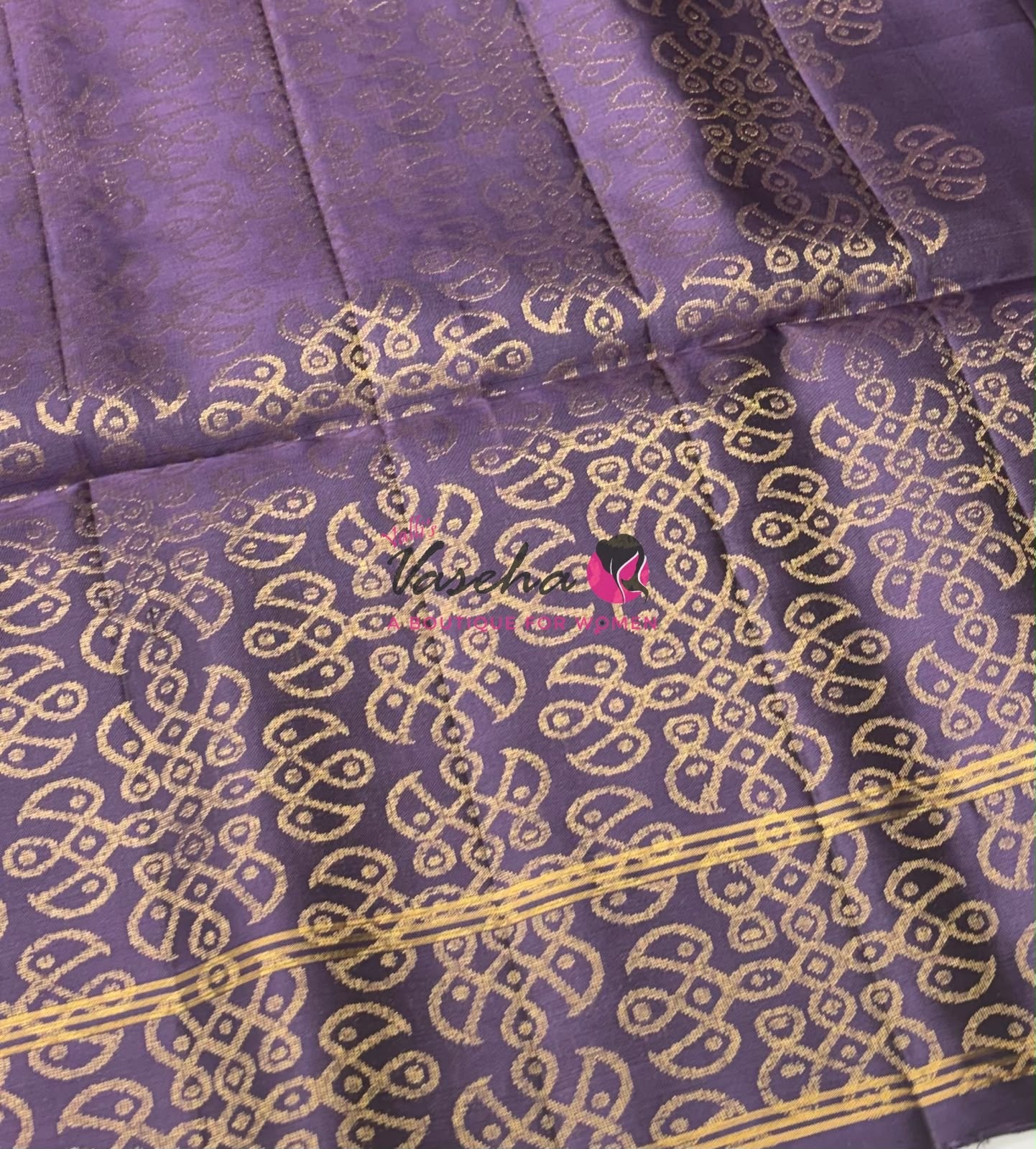 Pure Soft Silk Saree - (1.75 Warp) Kolam Design - Shade Of Onion Pink & Purple Shade - VVPSS074