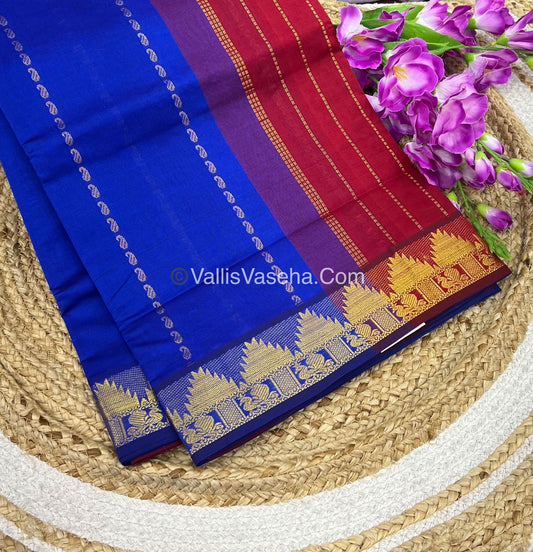 Semi Silk Cotton Saree - Pink With Pink Shade - VVSSC005