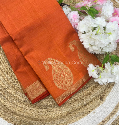 Semi Tussar Silk - Small Mango - Rust Orange Shade - VVSTS002
