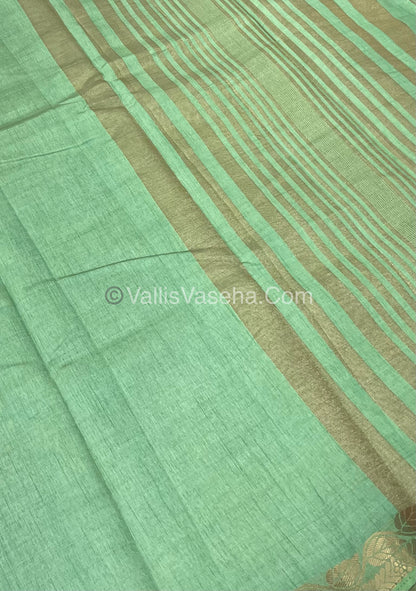 Semi Tussar Silk - Light Pastel Green Shade - VVSTS003