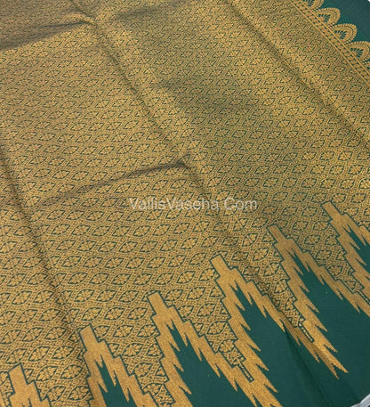 Kanchi Semi Silk  - Cream with Green - VVKSS003