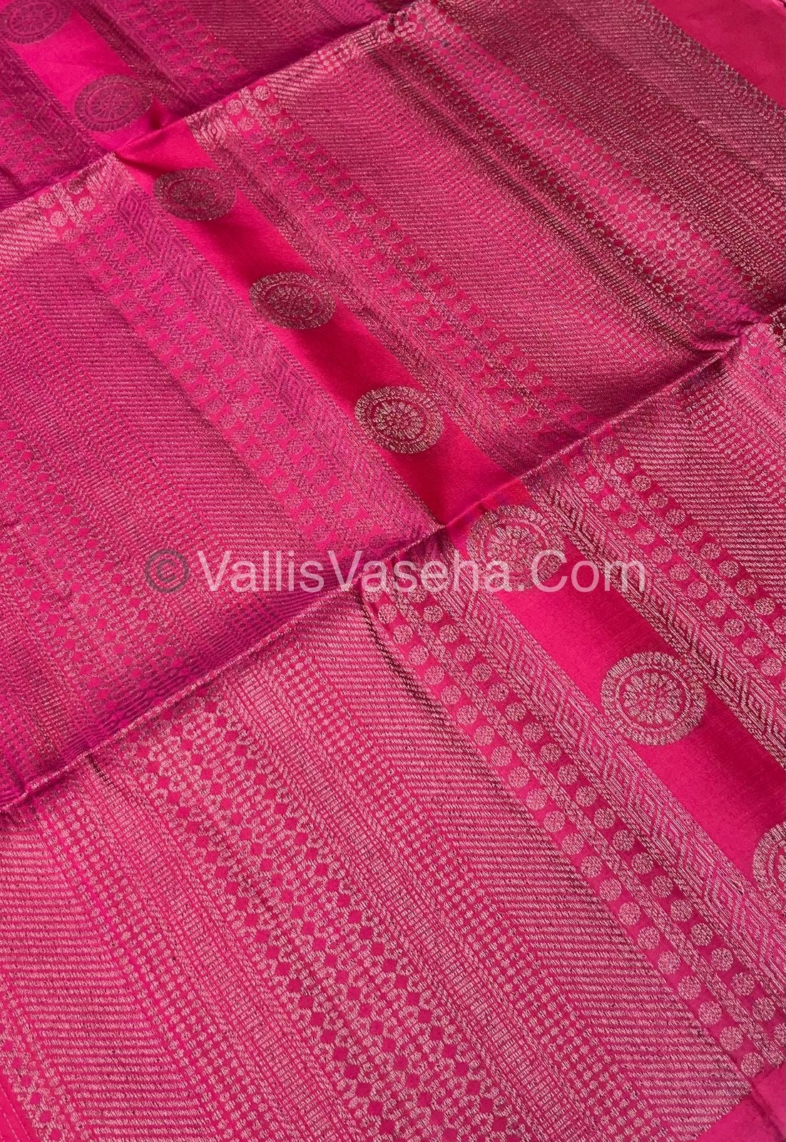 Pure Soft Silk Saree - Antique Zari - Border Less - Pink - VVPSS037