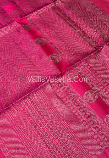 Pure Soft Silk Saree - Antique Zari - Border Less - Pink - VVPSS037