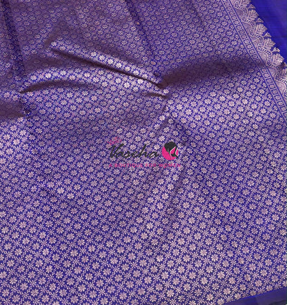 Pure Kanchipuram Silk Saree - Violetish Blue Shade - VVPS054