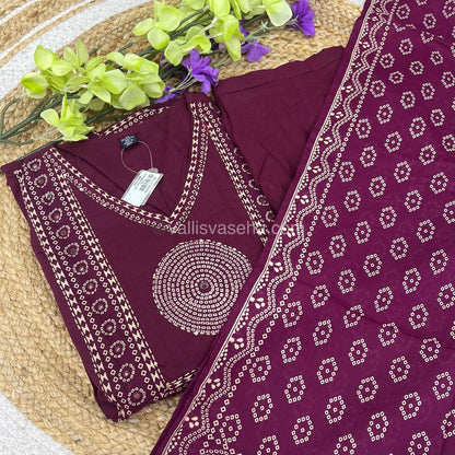 Anarkali - Wine Shade - Salwar, Kameez & Duppatta(3pc)- Fancy Cotton - VVRAS001