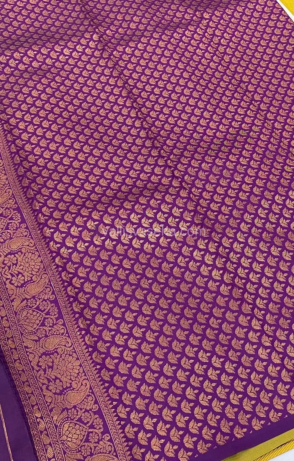 Kanchi Semi Silk - Yellow Shade with Purple - VVKSS001