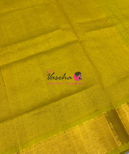Pure Silk Cotton Saree - Mayil & Chakkaram Design - Purple With Yellow Green Shade -VVMC002