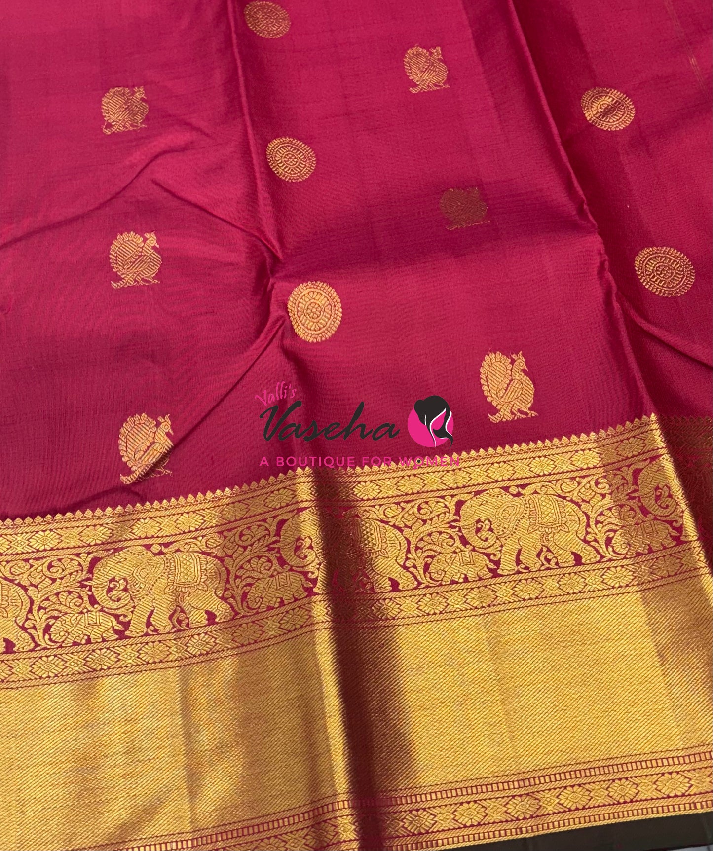 Pure Kanchipuram Silk Saree - Maroon Shade  - VVPS067