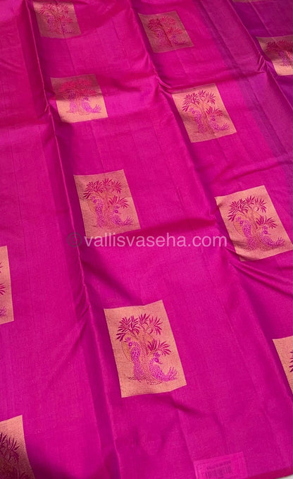 Pure Soft Silk Saree - Light Weight - Pink with Green shade - VVPSS025