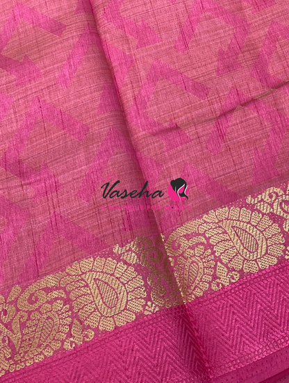 Semi Tussar Silk Saree | Peach Shade |VVSTS059