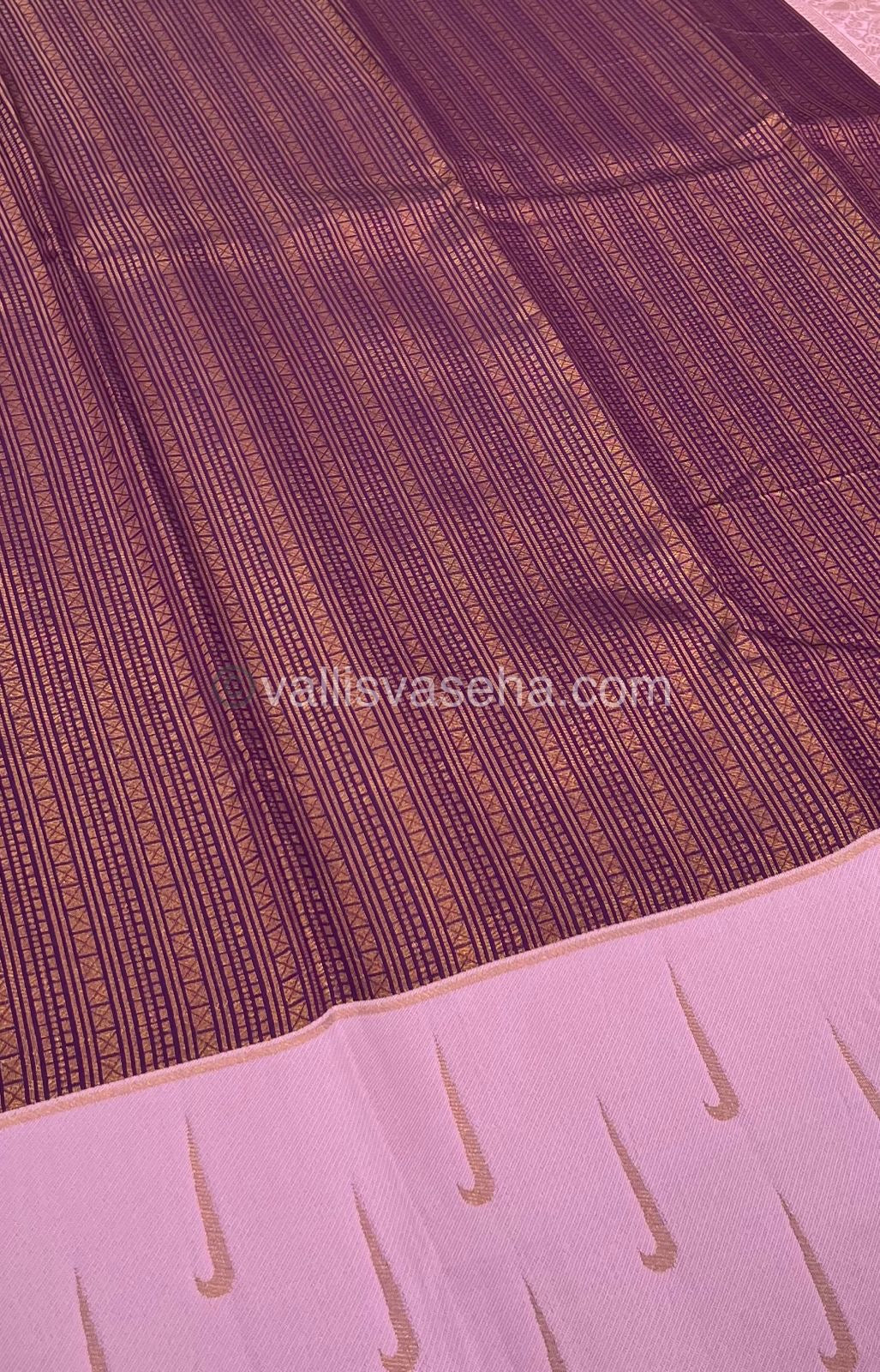 Kanchi Semi Silk - Wine with Baby Pink - VVKSS001