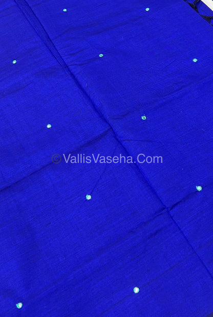 South Mixed Cotton - Mirror Work Embroidery - Blue With Green  - VVPCM002