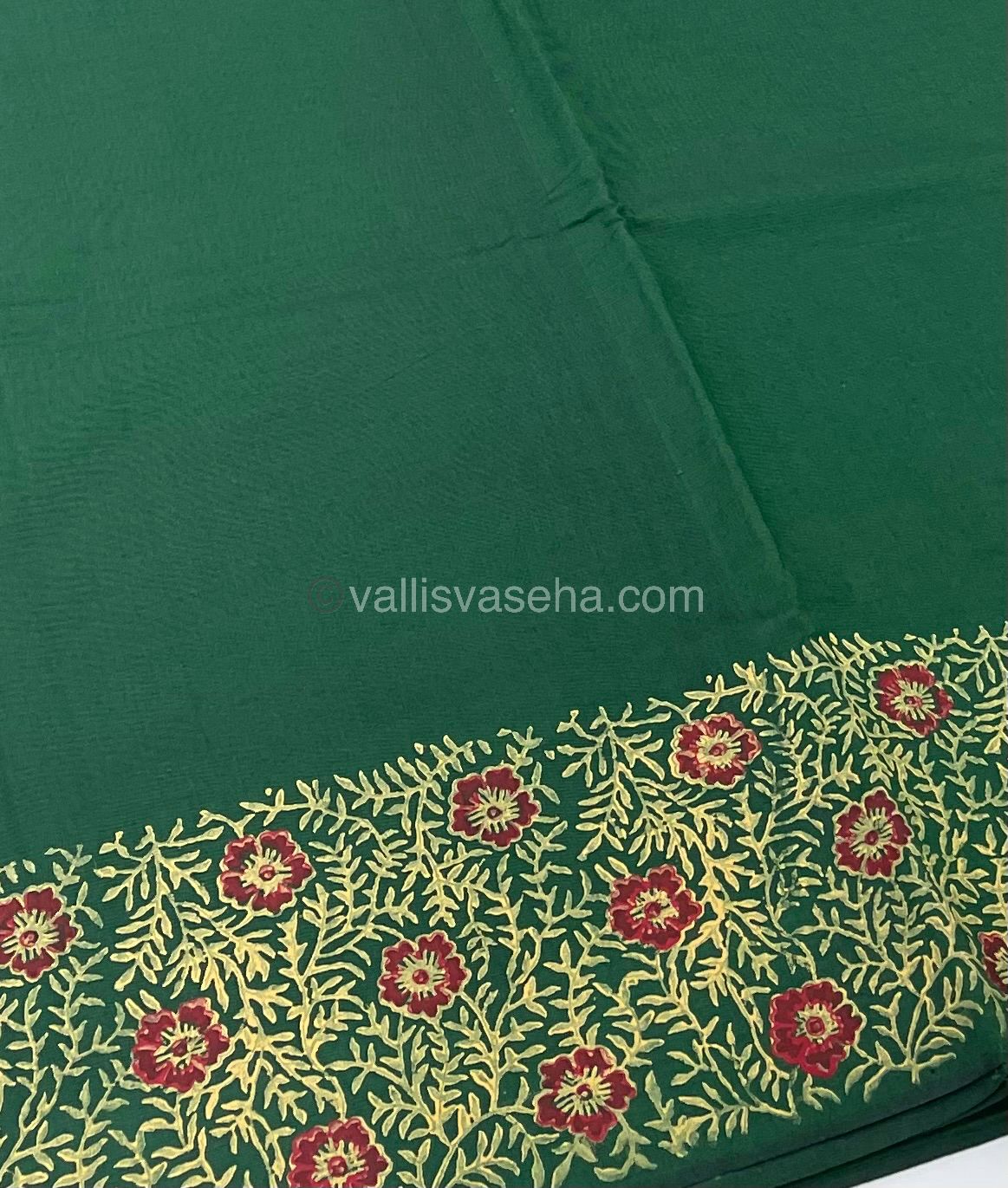 Poly Silk Mixed Printed Cotton - Green With Cream - VVPCP002