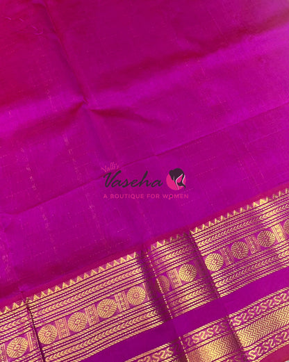 Pure Silk Cotton Saree | Blue With Pink Shade |Lakshadeepam Design VVPLD002