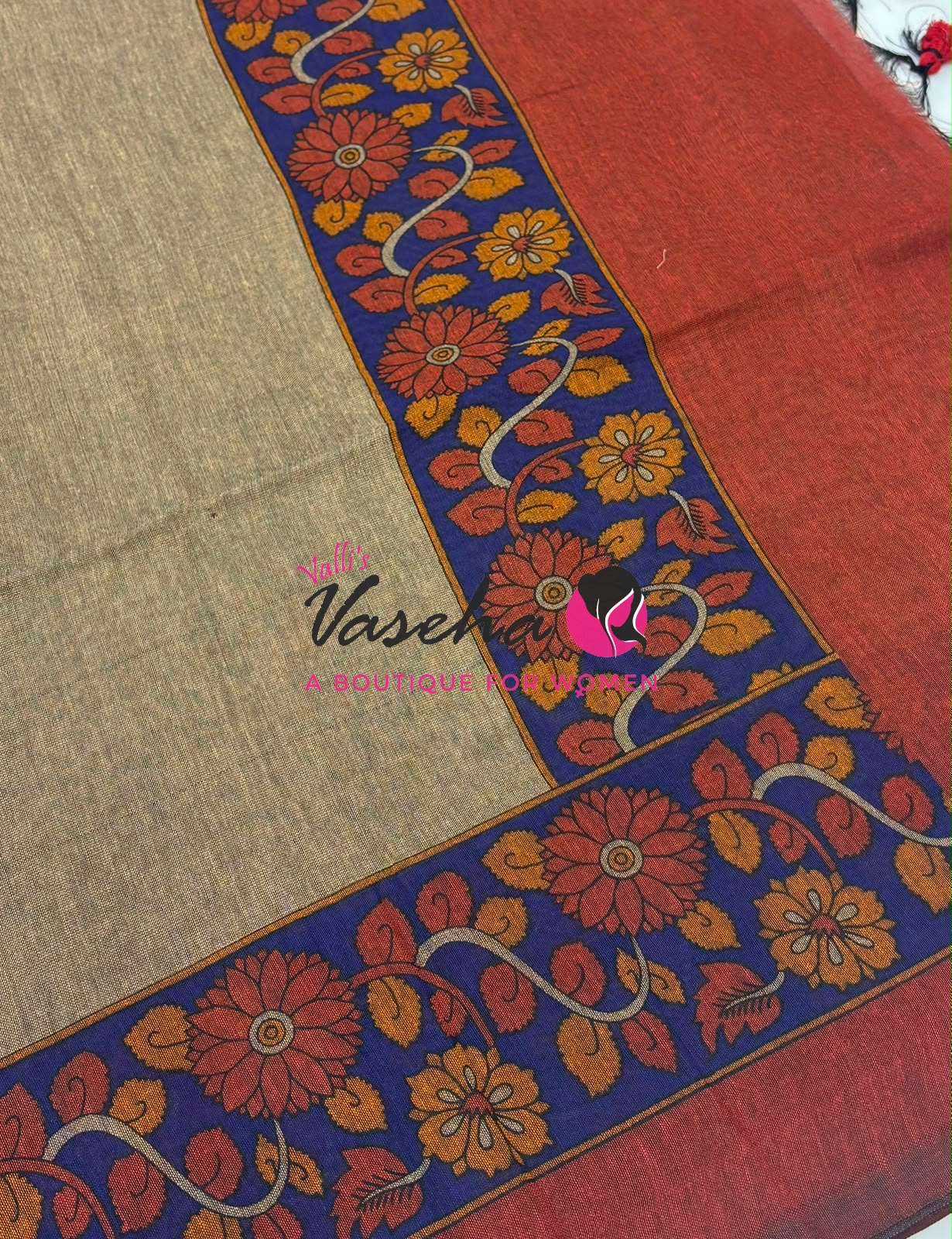 Handloom Cotton Sarees with Kalamkari Blouse - VVKCK004
