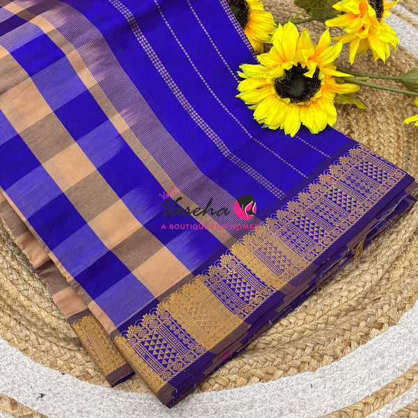 Semi Silk Cotton Saree |  Pazhum Pazhamum Checks Design |VVSSC018