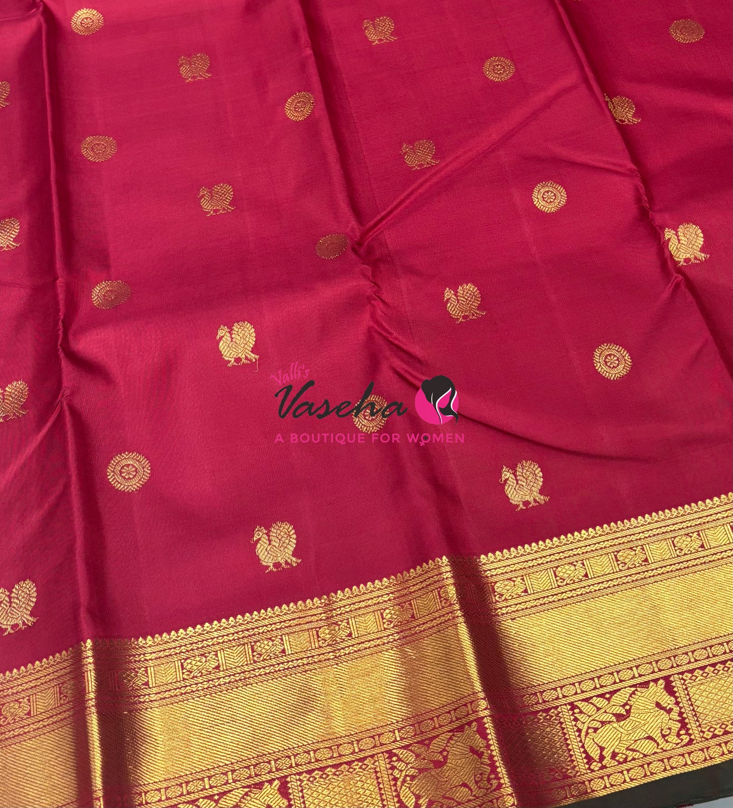 Pure Kanchipuram Silk Saree - Maroon Shade  - VVPS067