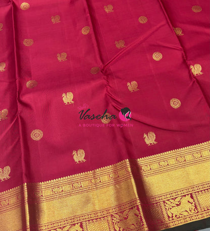 Pure Kanchipuram Silk Saree - Maroon Shade  - VVPS067