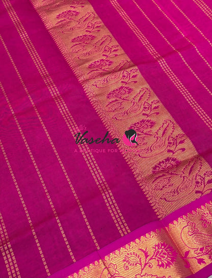 Semi Silk Cotton Saree - Small Round with Zari Butta  -  VVSSC014