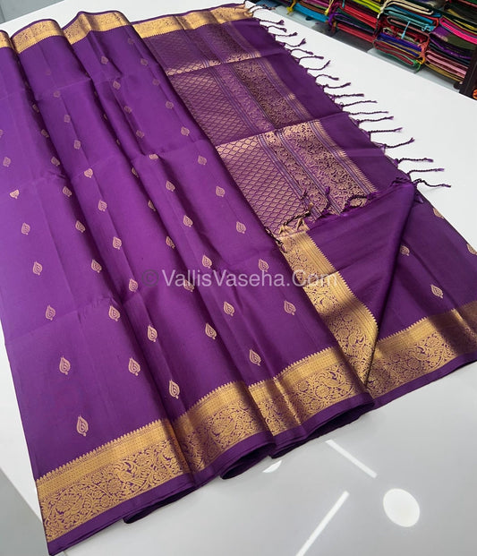 Pure Soft Silk Saree - Kanchi Border - Purplish Pink Shade - VVPSS046