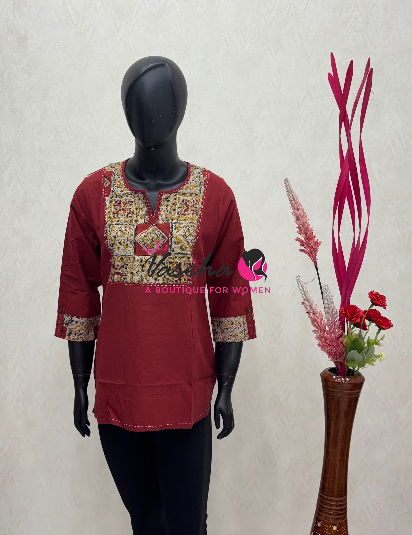 Ready Made - Pure Kalamkari Cotton - Short Kurti - VVRKC003