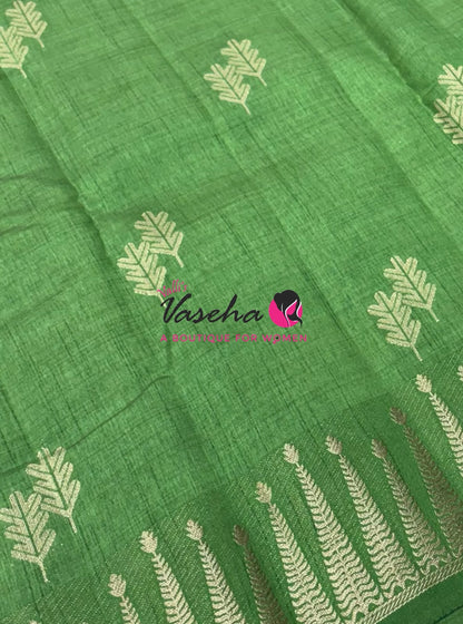 Semi Tussar Silk Saree | Light Green Shade |VVSTS050