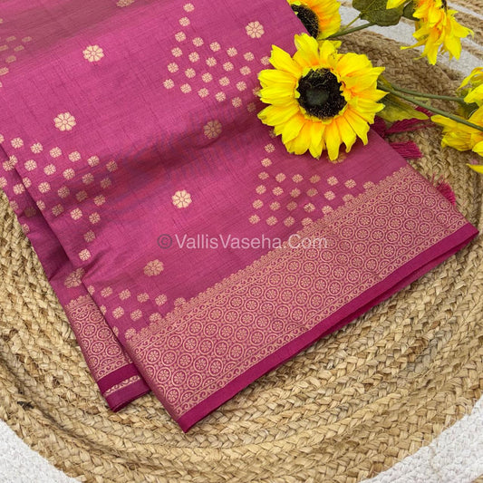 Semi Tussar Silk - Grand Pallu  - Onion Pink Shade - VVSTS025