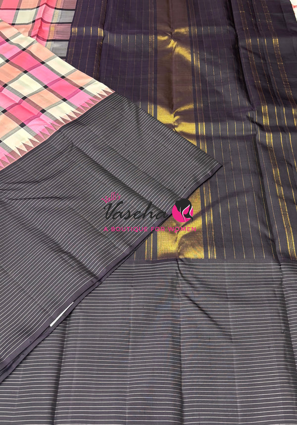 Pure Korvai Kanchipuram Silk Saree - VVPS035