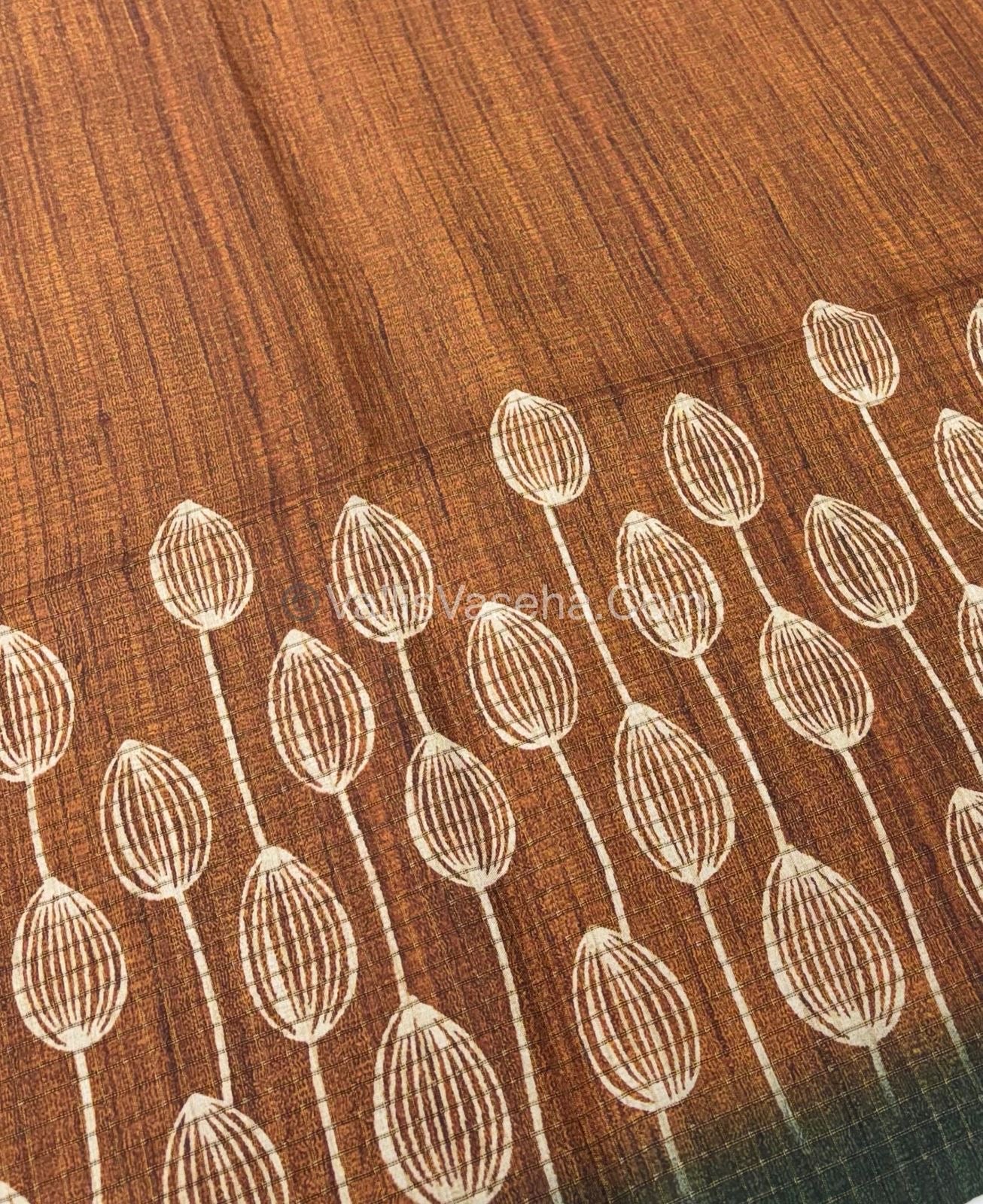 Art Tussar / Art Silk - Orange & Green  Shade - VVATS001