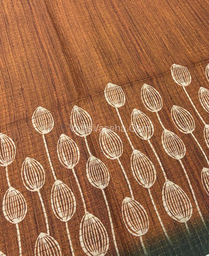 Art Tussar / Art Silk - Orange & Green  Shade - VVATS001