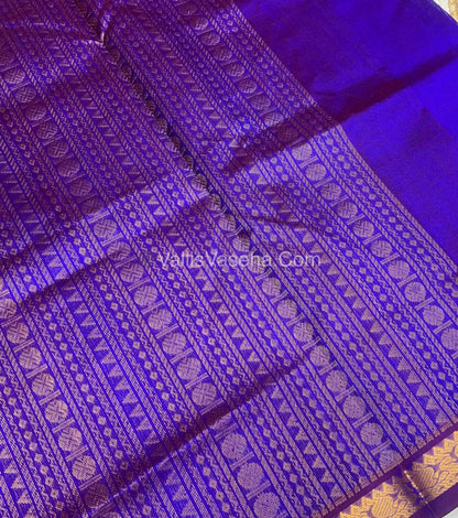 Pure Silk Cotton Saree -  Mayil & Elephant Design - Violetish Purple  - VVMES001