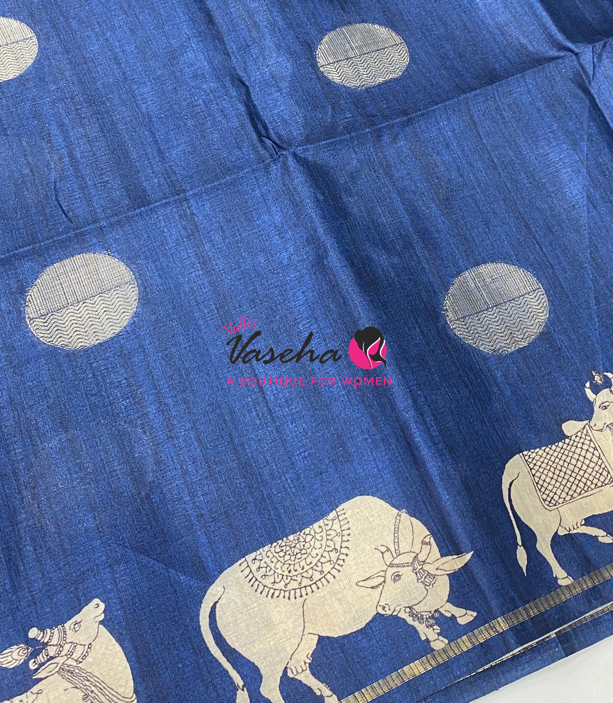 Semi Matka Tussar Saree - Pichwai Design - VVSMT003