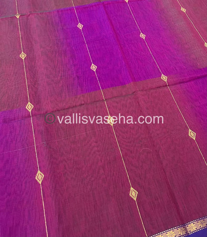 Pure Maheshwari Silk Cotton Saree - Triple tone Purplish Merunish Pink Color - VVMSC001
