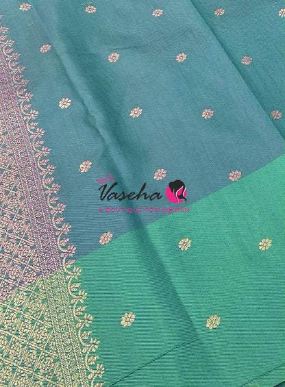 Semi Soft Silk - Purple  With Dual Tone Bluish Green Combo -VVSSS039