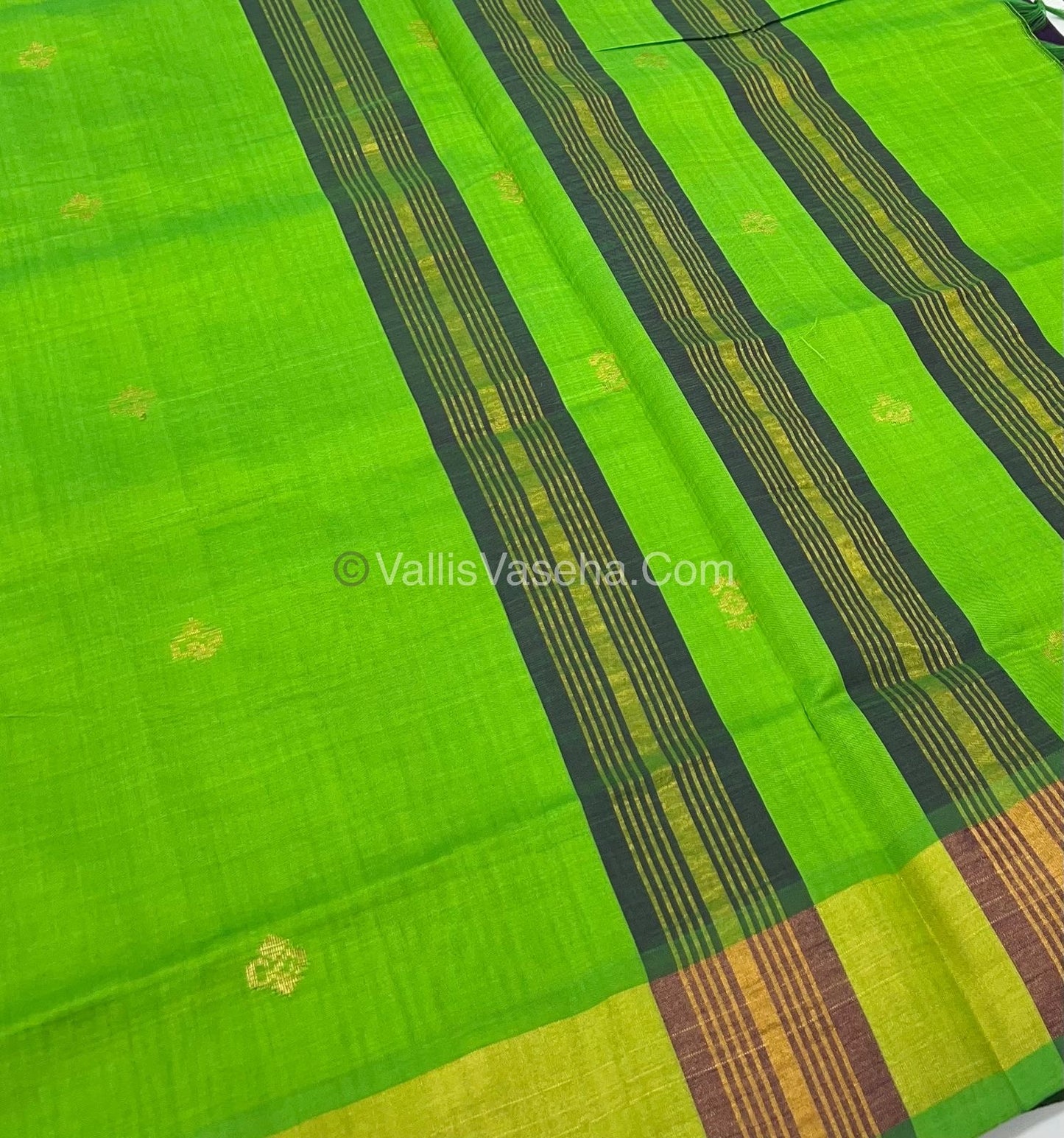 Semi Silk Cotton Saree - Dark Purple & Green Combo - VVSSC001