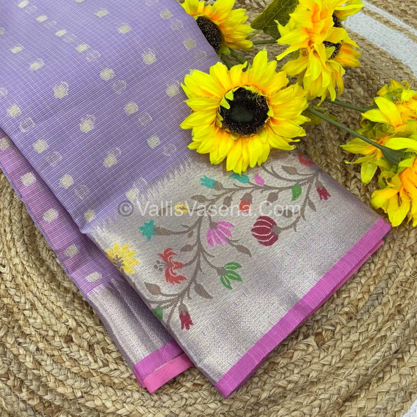 Kota Saree - Paithani Border - Lavender with Pink   - VVKPS001