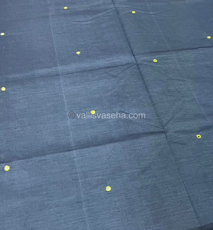 South Mixed Cotton - Mirror Work Embroidery - Grey With Green - VVPCM002
