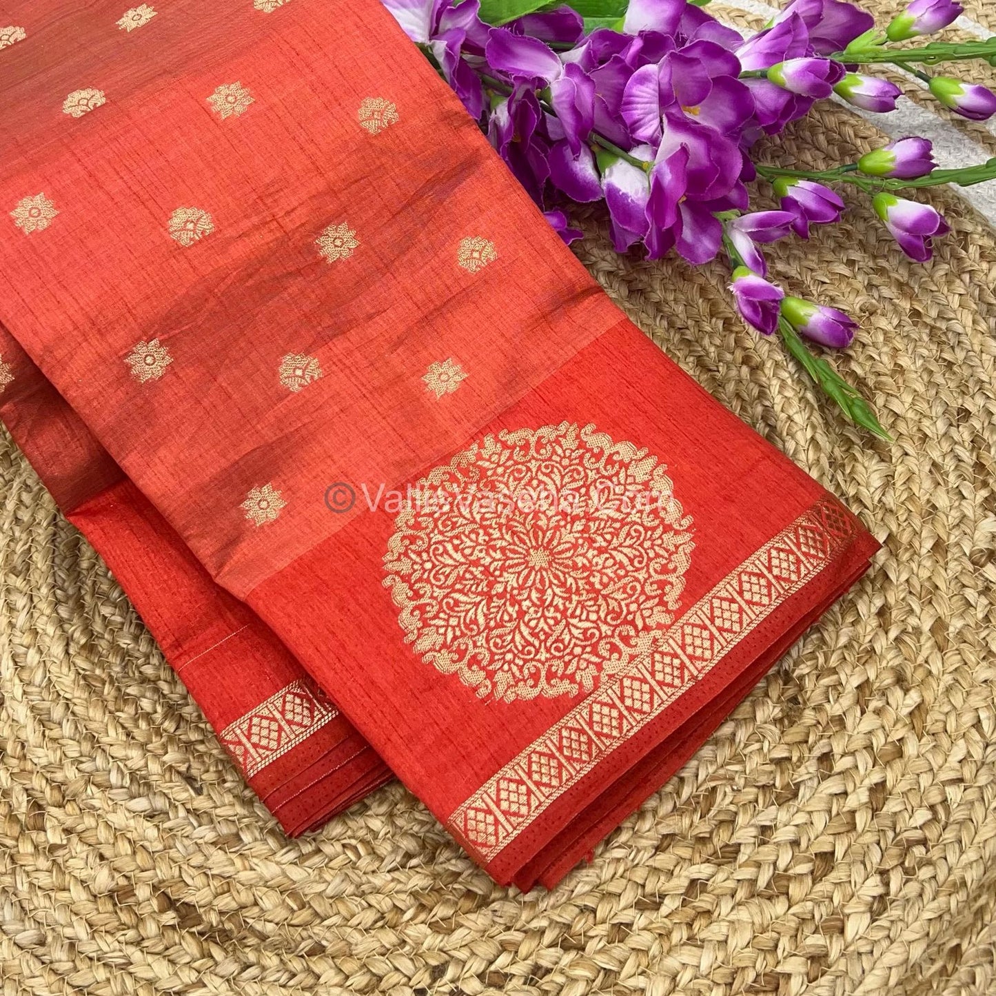 Semi Tussar Silk Saree -  Orange shade - VVSTS035