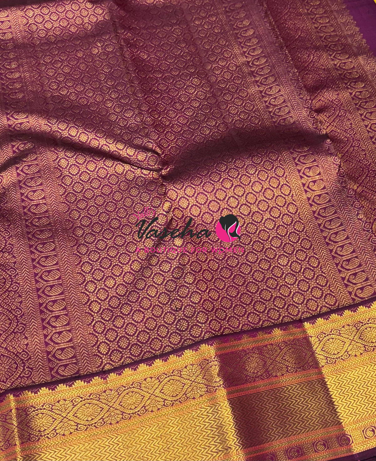 Pure Vintage Korvai Kanchipuram Silk Saree - Green With Purple - VVPS046