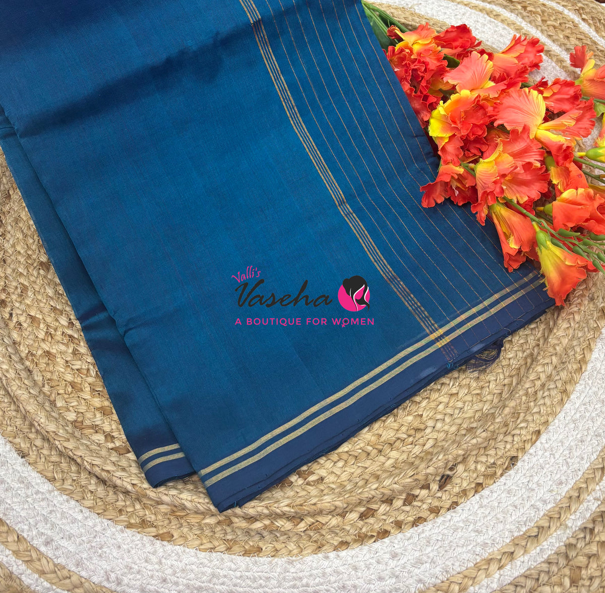 Pure Silk Cotton Sarees - Blue Shade - VVPSC015