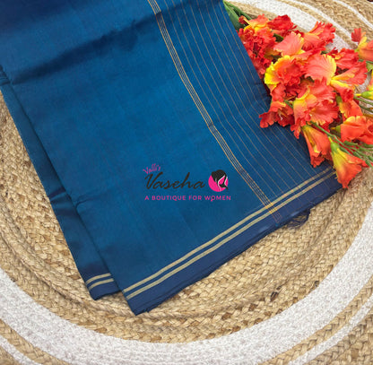 Pure Silk Cotton Sarees - Blue Shade - VVPSC015
