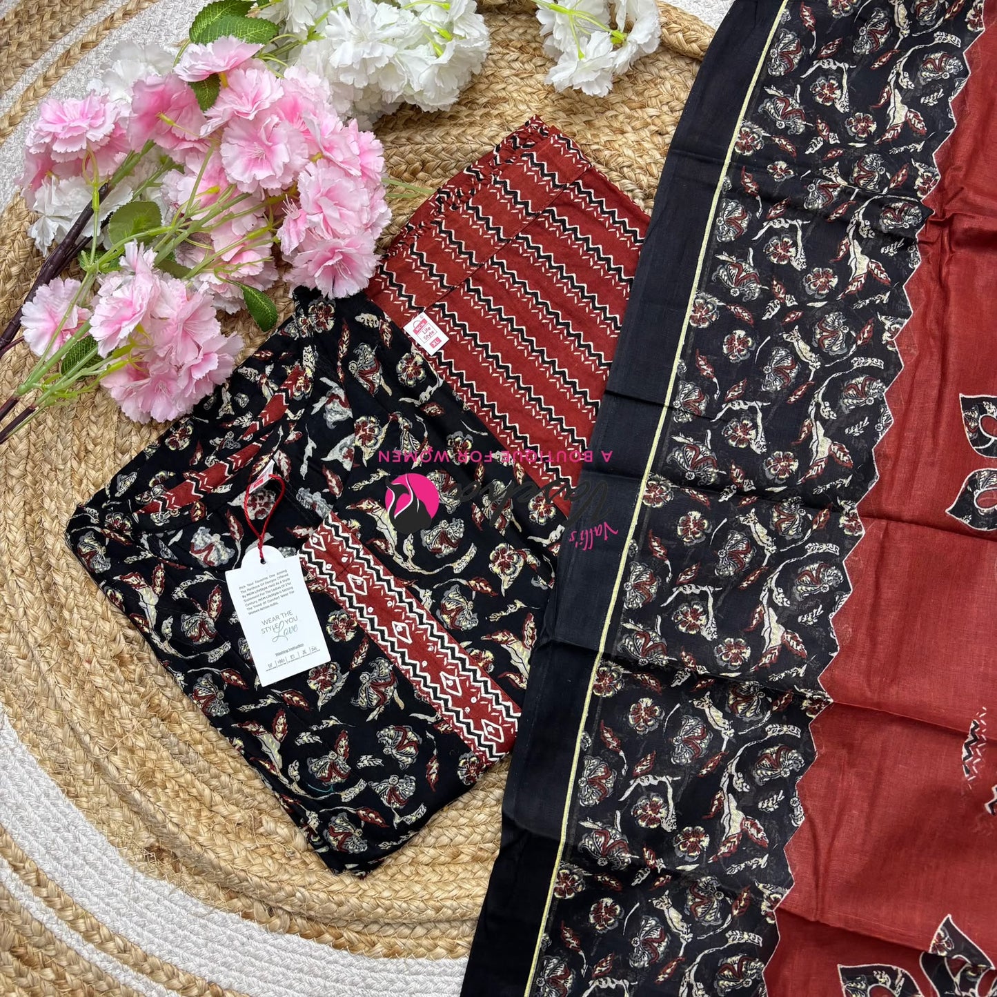 Ready Made - Anarkali - Salwar, Kameez & Duppatta(3pc)- Printed Cotton - VVAS011