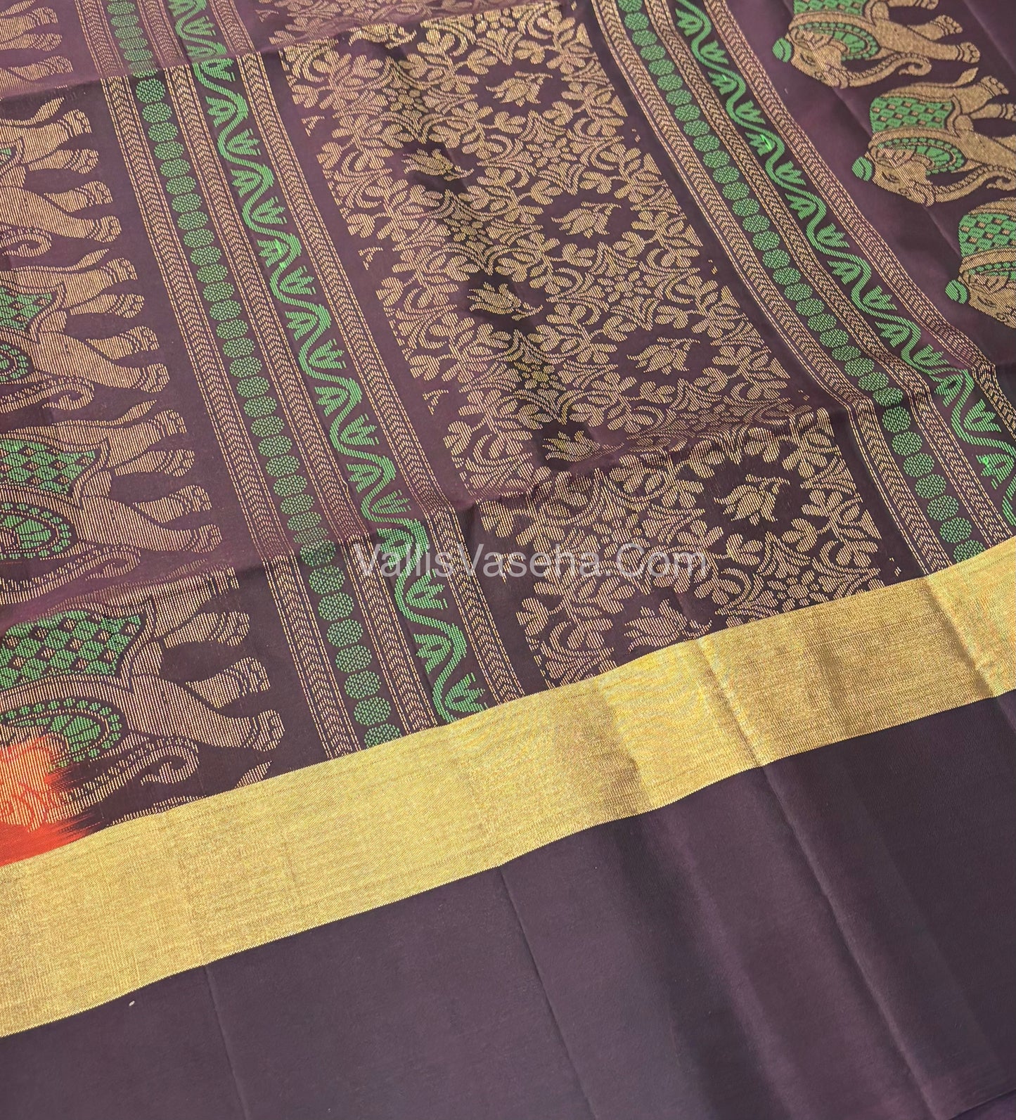 Half Mixed Soft Silk Saree - Rust Orange with Wine Brown - VVPSS028